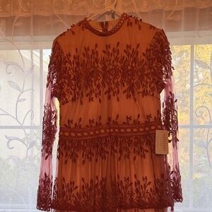 Pink Valeriya modest lace dress